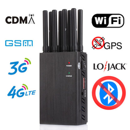 8バンドポータブル携帯電話信号ジャマー 2G/3G/4G GPS WiFi ロジャック周波数をジャム