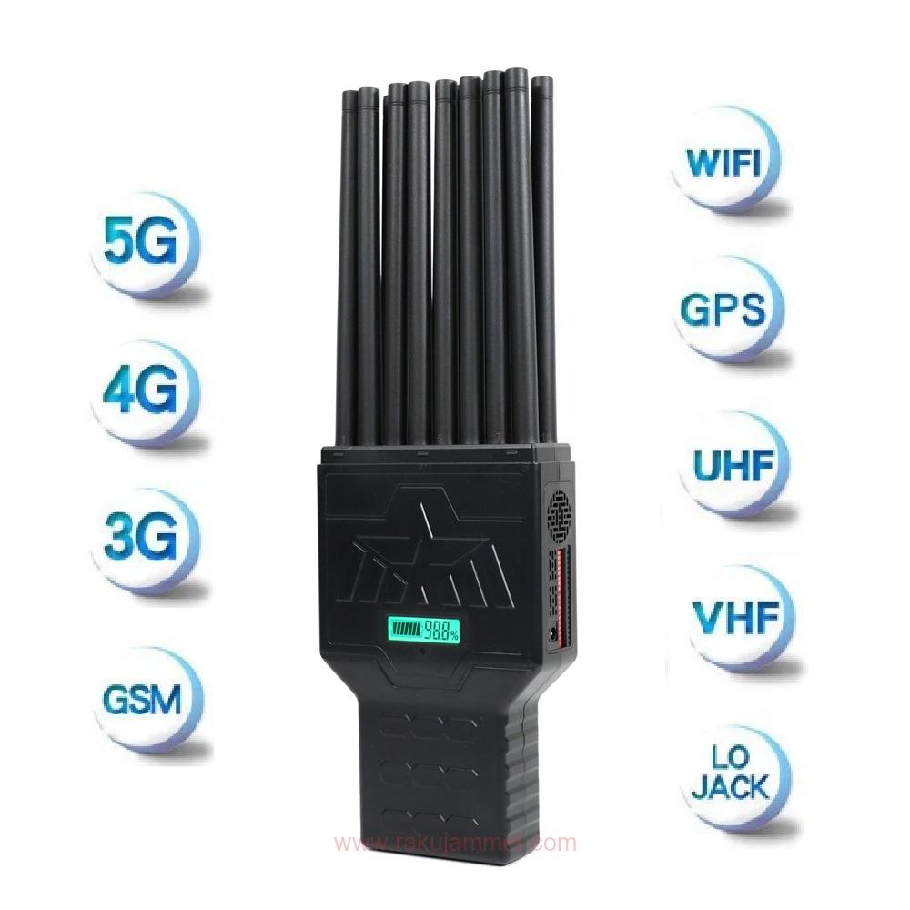 高品質18W 18バンドハンドヘルド信号ジャマー 5G 4G 3G 2G Wi-Fi GPS UHF VHF RC 315 433
