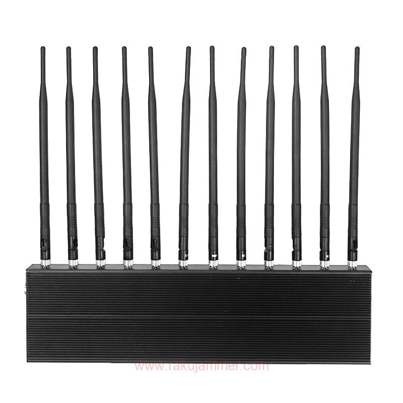 ブラック12アンテナデスクトップ2/3/4/5GモバイルジャマーWIFI GPS VHF UHF信号妨害器
