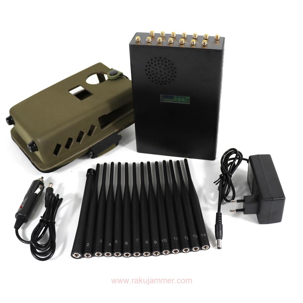 ベストセラー クラシックブラック ポータブル 14アンテナ 5G携帯電話信号ジャマー LCDディスプレイ付き - 画像 (5)